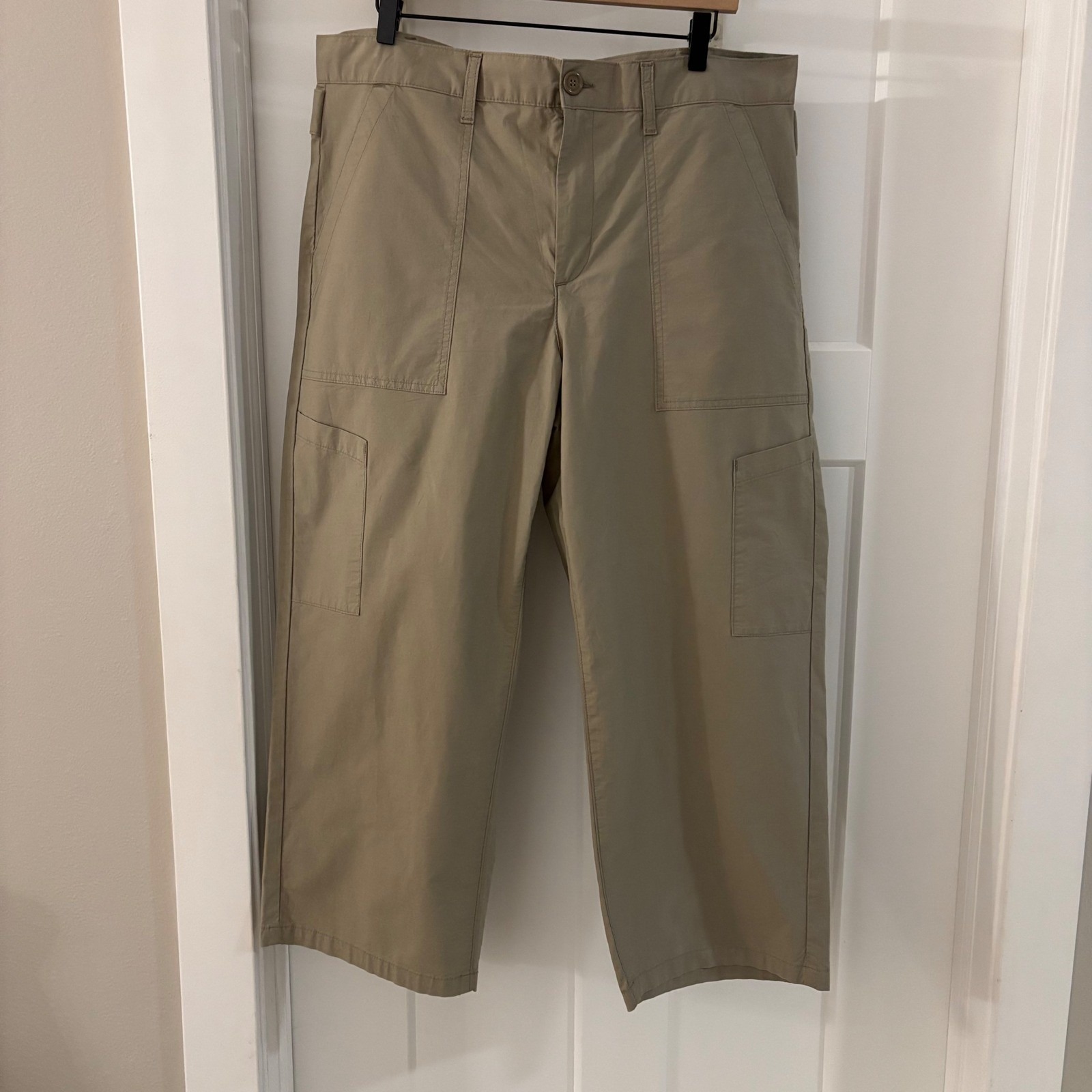 Agolde Daria Utility Crop Wide Leg Pants Women's Size 32 Khaki Beige Cotton $252